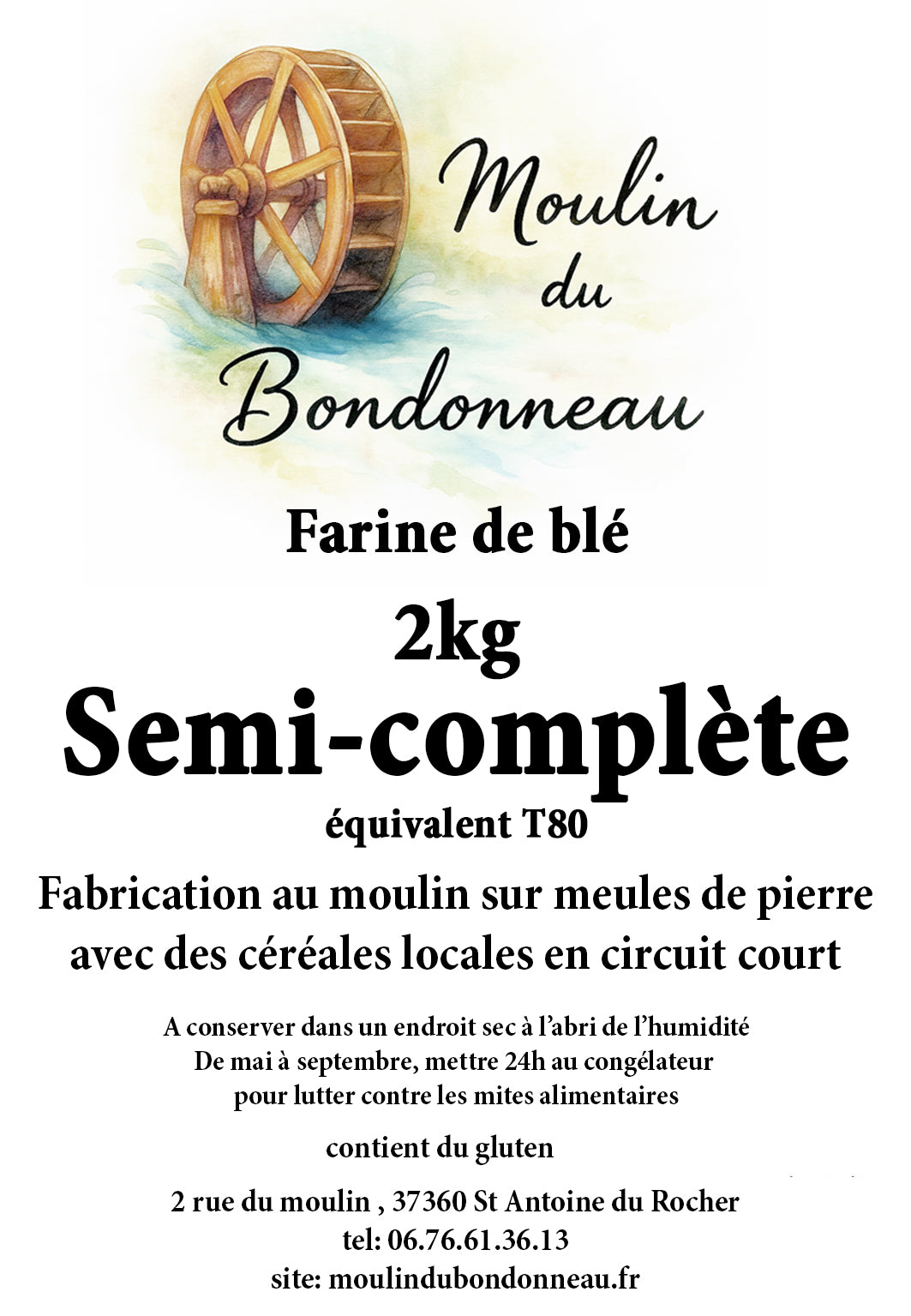 Farine semi-complète T80 2kg