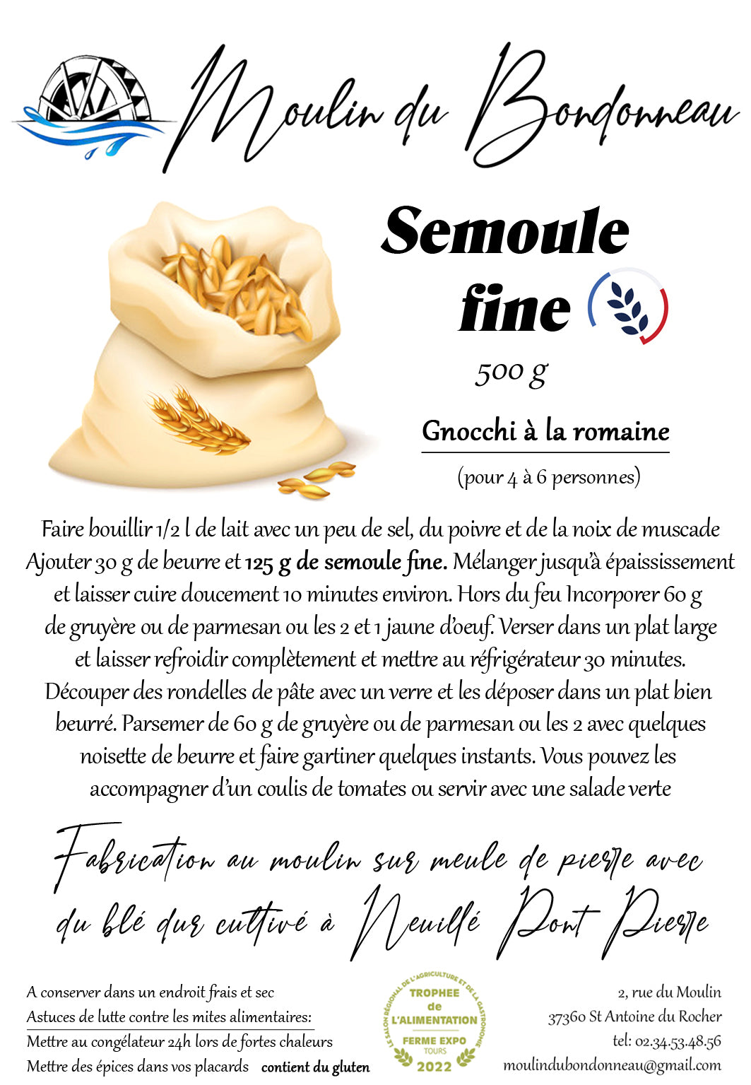 Semoule fine de blé dur 500g