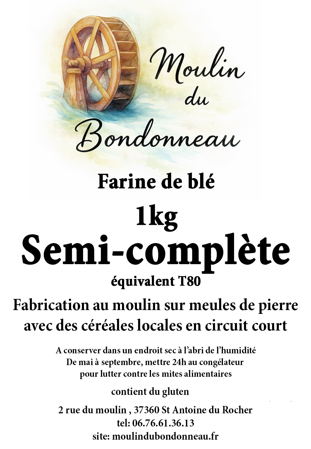 Farine semi-complète T80 1kg