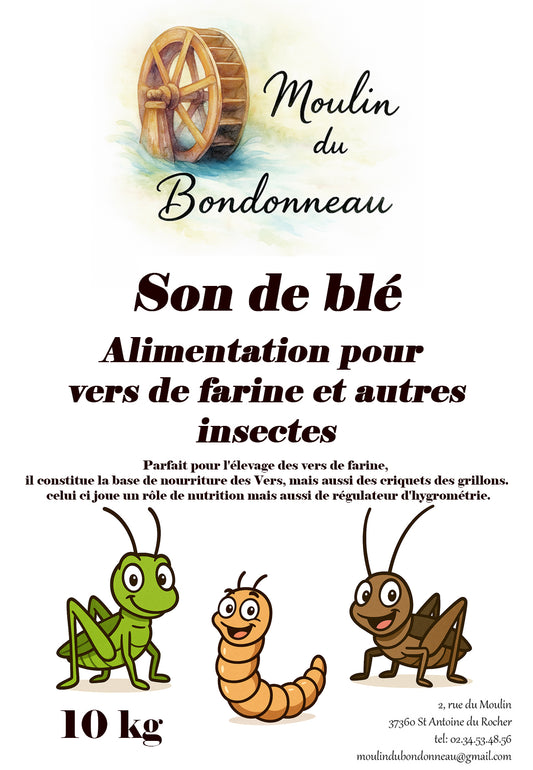 Alimentation vers de farine, grillons, criquets et autres insectes sac de 10kg