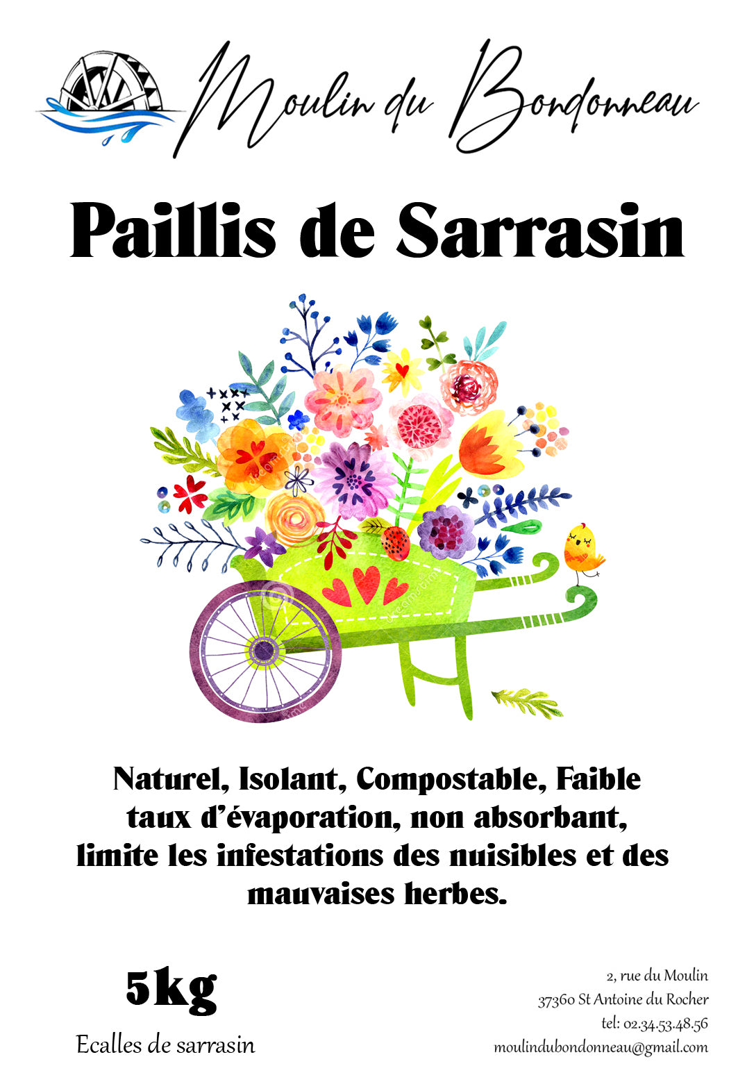 Paillis de sarrasin ou litière pour poules sac de 4kg